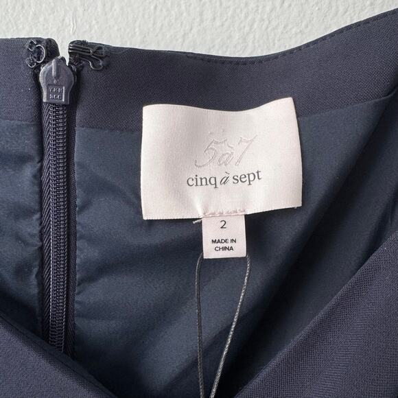 Cinq a Sept Kristina V-Neck Twisted-Front Midi Dress in Navy - Picture 7 of 10